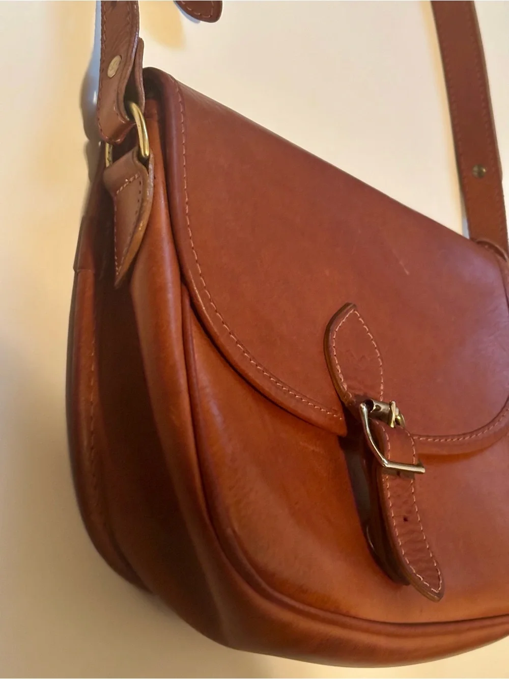 Chapmen Full-Grain Tanned Leather Saddle Bag Tan | NMS 10L